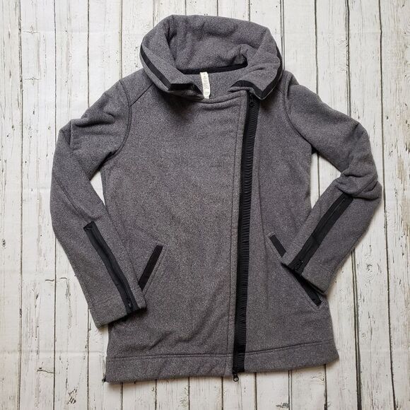 Lululemon Grey Fleece Moto Jacket Size 4 - Picture 8 of 13